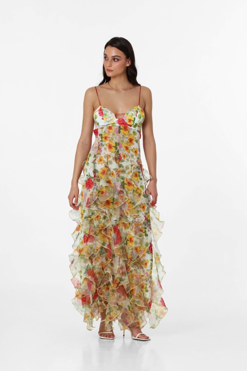 Alexia – Transparentes Maxikleid mit Rüschen