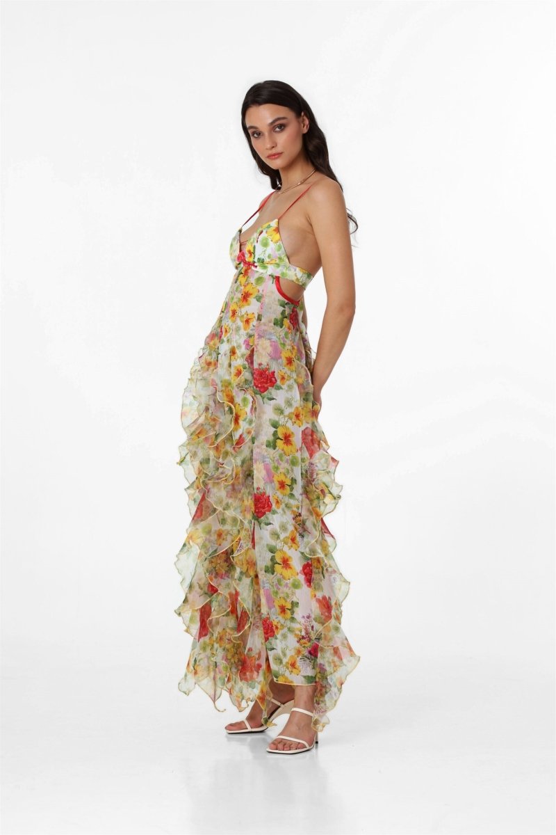 Alexia – Transparentes Maxikleid mit Rüschen