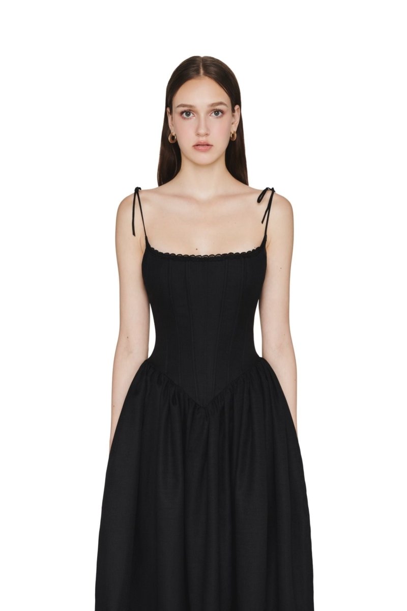 Alva Lace Trimmed A-line Midi Slip Dress