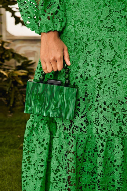 Beaded Chain Marbling Handbag