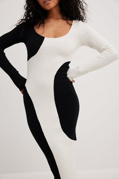 Belen – Midikleid aus kontrastierendem Strick